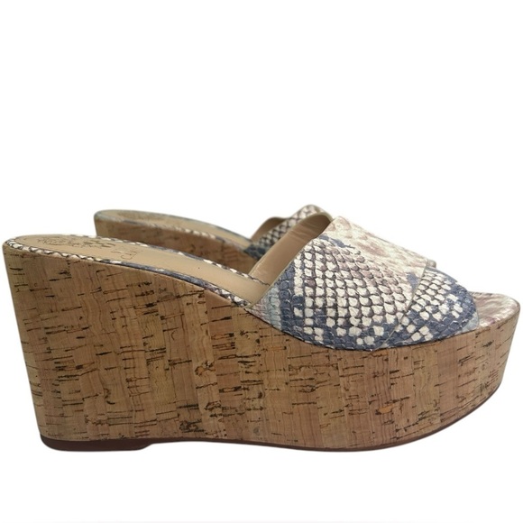 Vince Camuto Kessina Sahara Snakeskin Leather Wedge Platform Sandals 7.5 READ - Picture 1 of 11